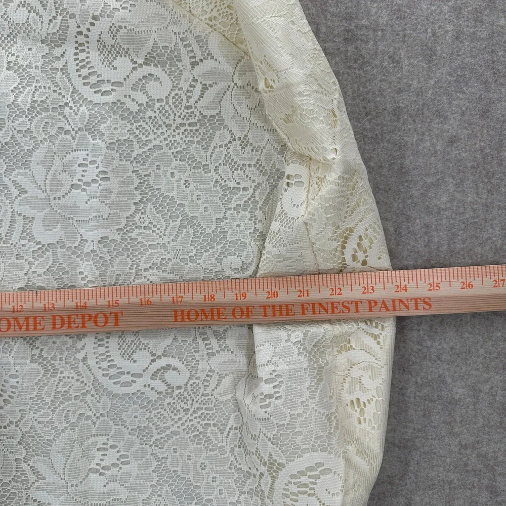 Lot of 2 Vintage Floral Lace Balloon Valances Cream Ivory Rod Pocket‎
